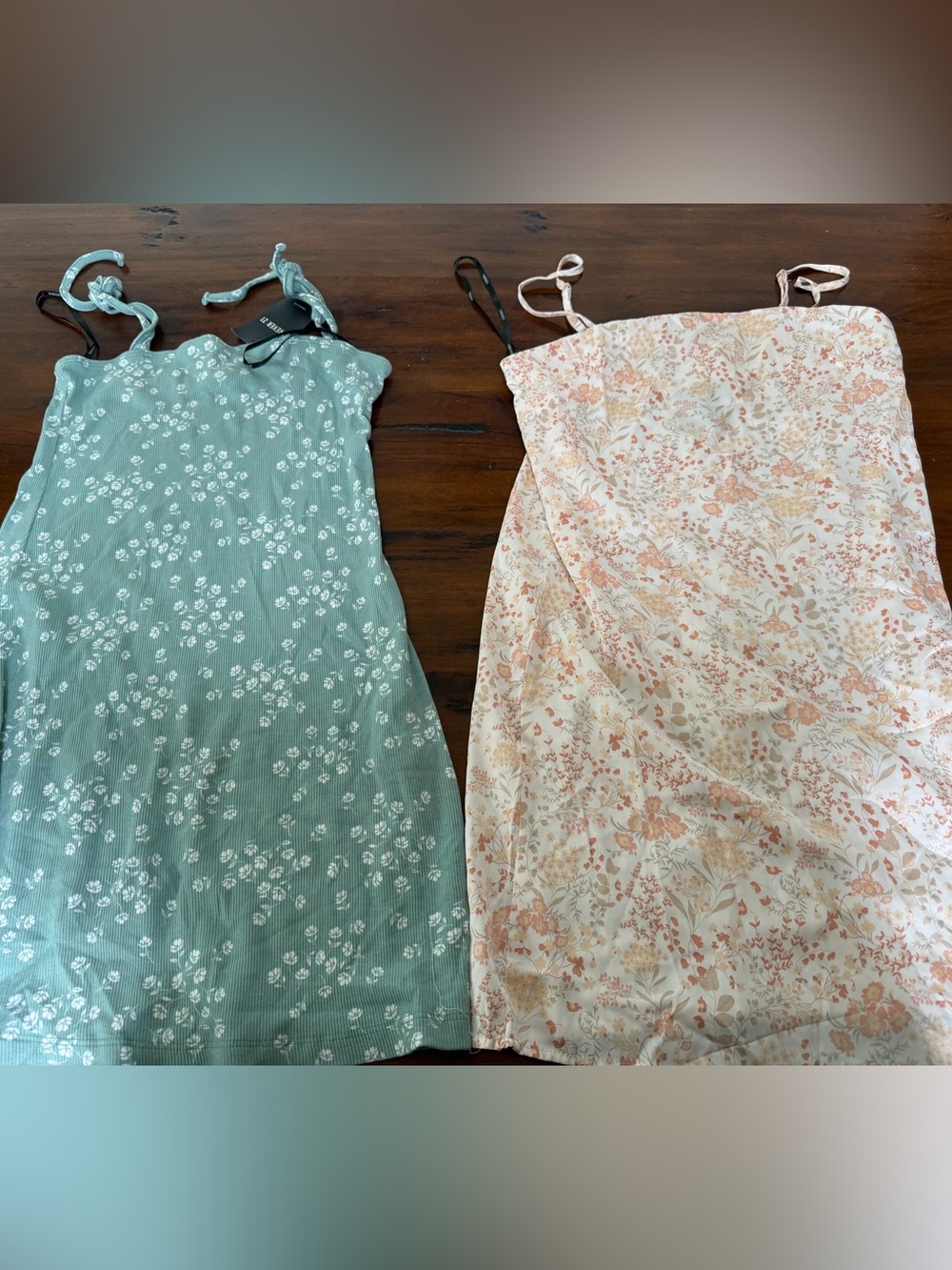 Forever 21 Green and Cream Floral Slip Dresses (Set of 2)